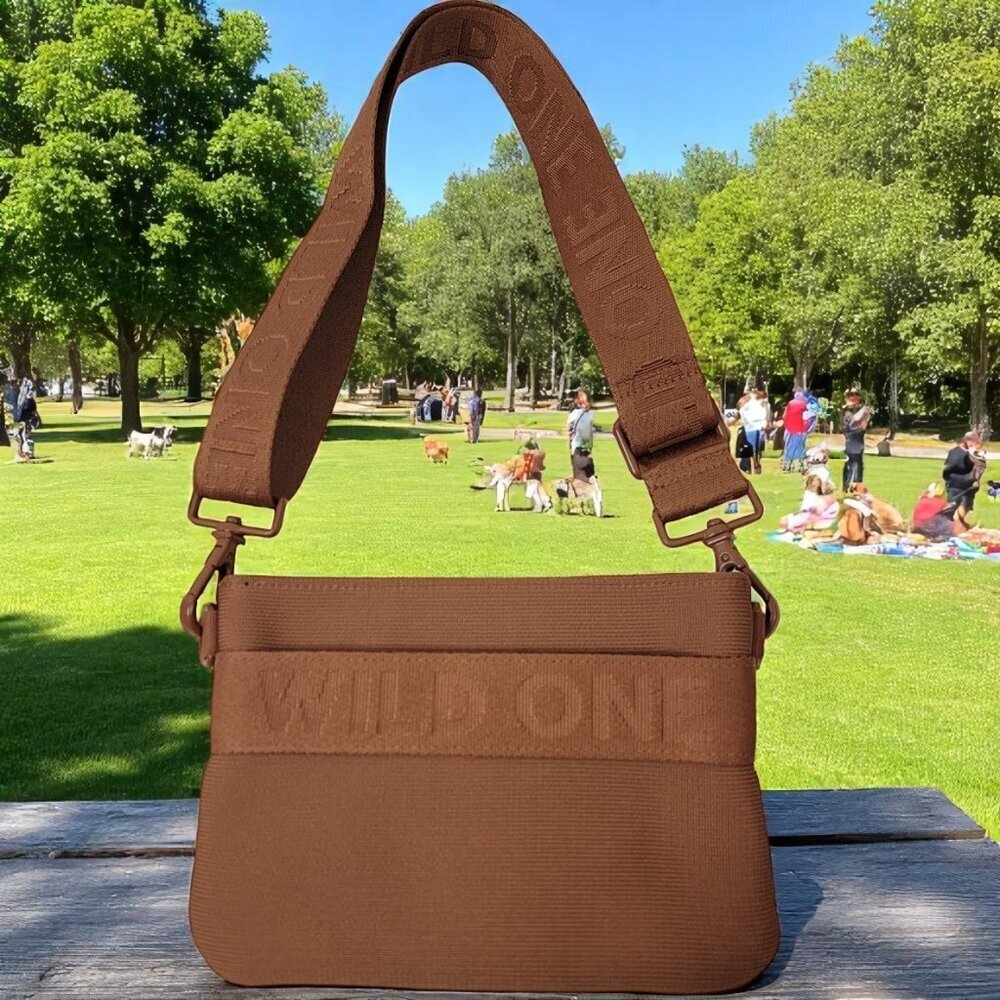 Wild One Dog Treat Pouch – Adjustable Strap, Hands-Free Training Bag in Brown